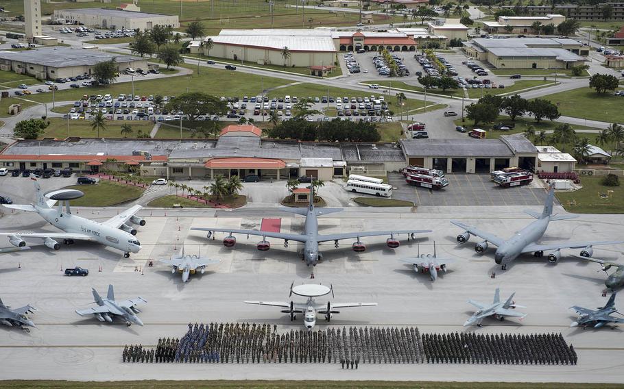 A group photo of the participants and aircraft that took part in Cope North 2015, at Andersen Air Force Base, Guam. This year's exercise will include more than 1,800 personnel from the U.S., Japan, Australia, South Korea, New Zealand and the Philippines.