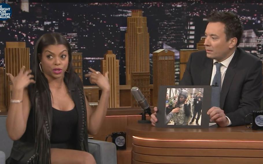 "Empire" star Taraji P. Henson tells "Tonight Show" host Jimmy Fallon that a December USO tour in Japan gave her a newfound respect for women in the military, during a broadcast that aired Wednesday, Feb. 24, 2016.