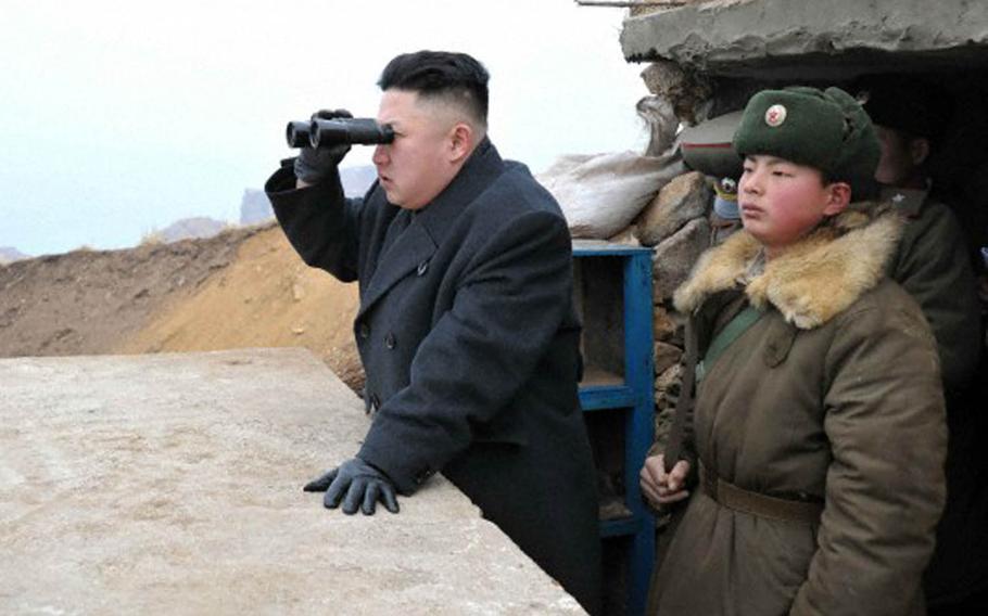 North Korean leader Kim Jong Un inspects  an army unit in 2013. Kim wrapped up a week of provocative rhetoric Friday, March 11, 2016, by ordering more nuclear tests and threatening an immediate nuclear attack if ongoing U.S.-South Korean military exercises hurt “even a single tree or a blade of grass” in his country.