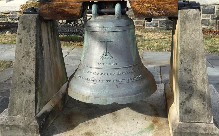 For decades this bell hung outside Most Holy Trinity Catholic Chapel at West Point, its history lost and forgotten. A ceremony at the chapel Friday, April 29, 2016, marked the return of the bell to its original home at Saints Peter and Paul Church in Bauang, La Union, Philippines, from where it was taken in 1901.