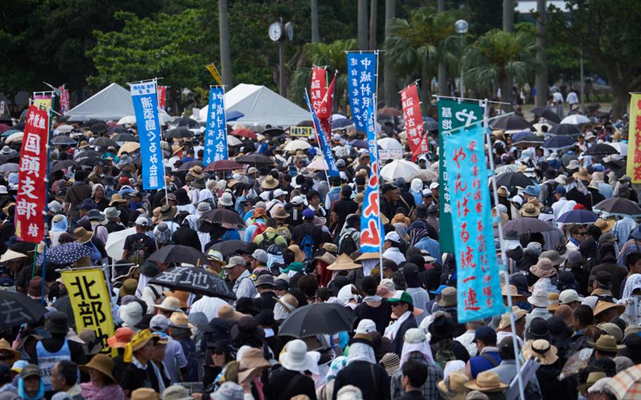 Okinawans filled the Onoyama Athletic Stadium to protest U.S. presence on Okinawa June 19, 2016.


