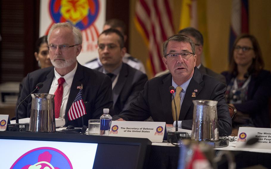 Secretary of Defense Ash Carter provides the opening remarks at the Association of Southeast Asian Nations conference on Friday, Sept. 30, 2016, in Kapolei, Hawaii.