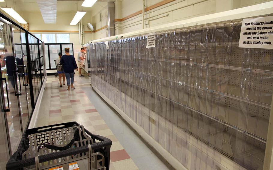 The milk cooler at the Surfway grocery store on Kwajalein sits empty due to a faulty coolant system. Shortages of fresh fruit, vegetables and other household goods are often sources of complaints from residents on the tiny Pacific island.
