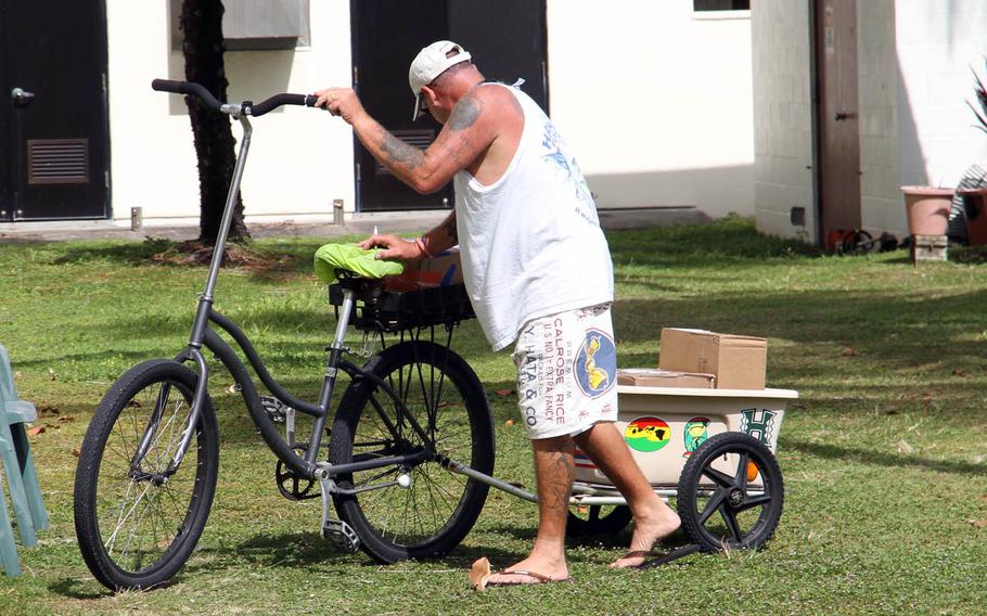 The handlebars of Kwajalein Island bicycles have evolved over decades into reach-for-the-sky heights. Some say the design keeps bikers cooler by exposing more of the body to wind.
