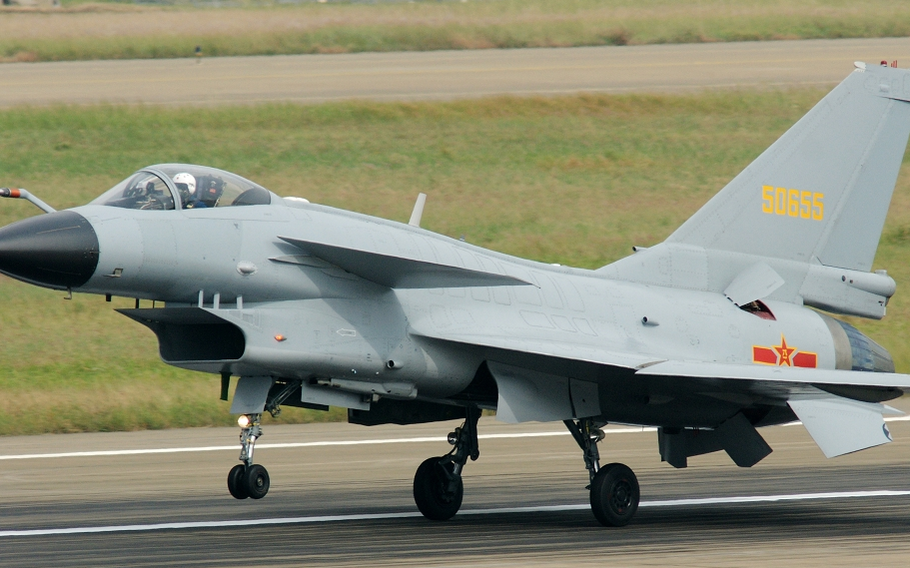 A Chinese Chengdu F-10 aircraft is seen at Zhuhai airshow.