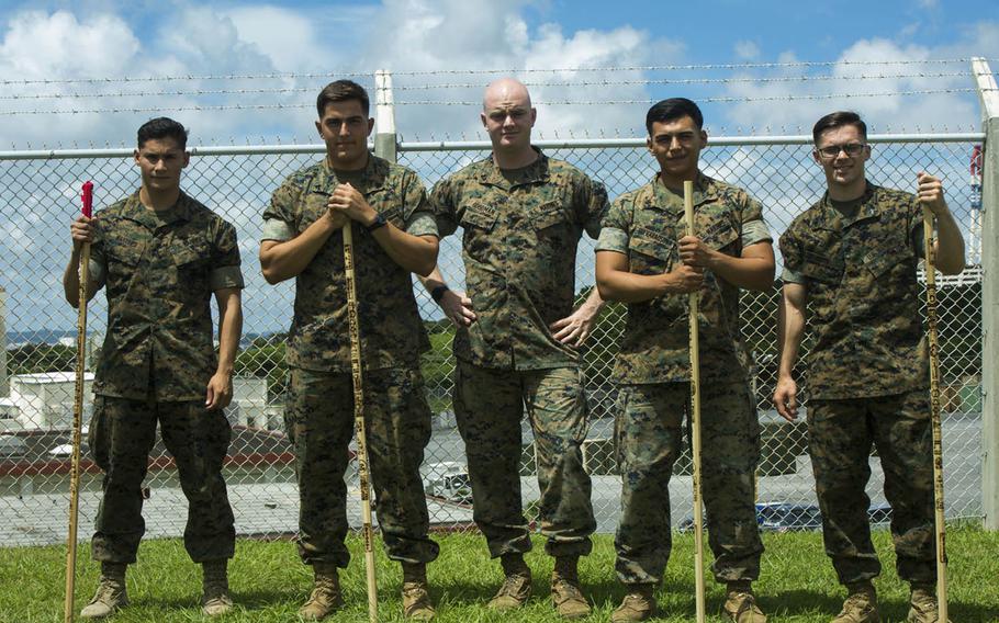 From left to right: Marine Lance Cpl. Antonio Martinez; Cpl. Otto Thiele; Cpl. Eric Goodman; Lance Cpl. Avelardo Guevera Osuna; and Cpl. Christopher Ehms. The Marines from Combat Logistics Regiment 35, III Marine Expeditionary Force are credited with rescuing a 28-year-old Japanese woman climbing Mount Fuji on July 3, 2017. 