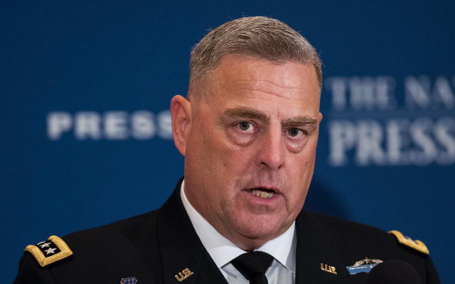 Army Chief of Staff Gen. Mark Milley attends a luncheon on Thursday, July 27, 2017, at the National Press Club in Washington, D.C., where he outlined the top threats the United States faces from state and non-state entities. The threat posed by North Korea is the most concerning, Milley said.