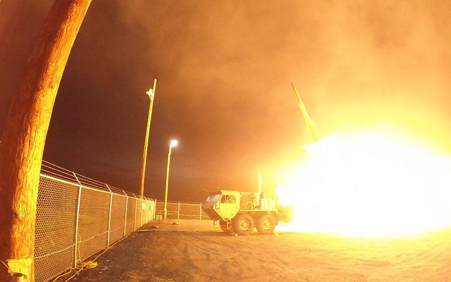 A Terminal High Altitude Area Defense, or THAAD, interceptor is launched from Pacific Spaceport Complex Alaska in Kodiak, Alaska, during a test on Sunday, July 30, 2017.