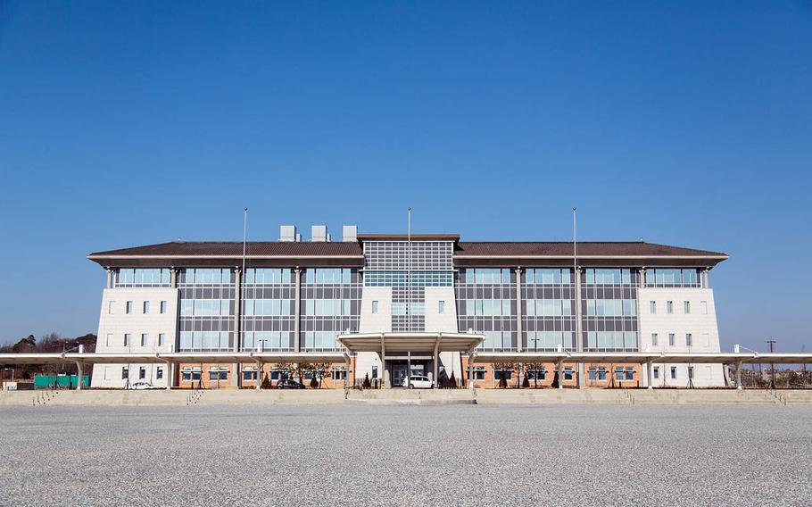 The new U.S. Forces Korea headquarters is pictured under construction last spring at Camp Humphreys, South Korea.