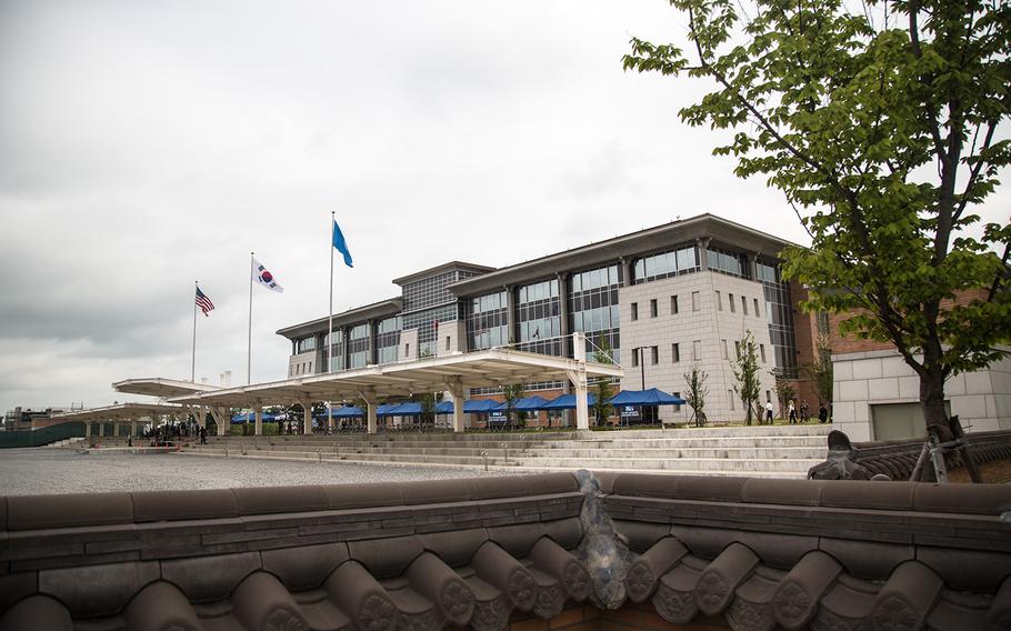 The new U.S. Forces Korea building seen at Camp Humphreys, South Korea, June, 29, 2018.