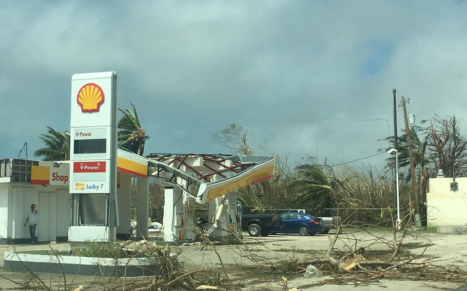 A gas station on Saipan lay in ruins in the wake of Typhoon Yutu, which passed over the island on Thursday, Oct. 25, 2018. 