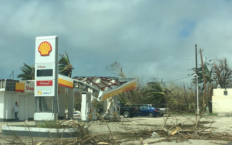 A gas station on Saipan lay in ruins in the wake of Typhoon Yutu, which passed over the island on Thursday, Oct. 25, 2018.