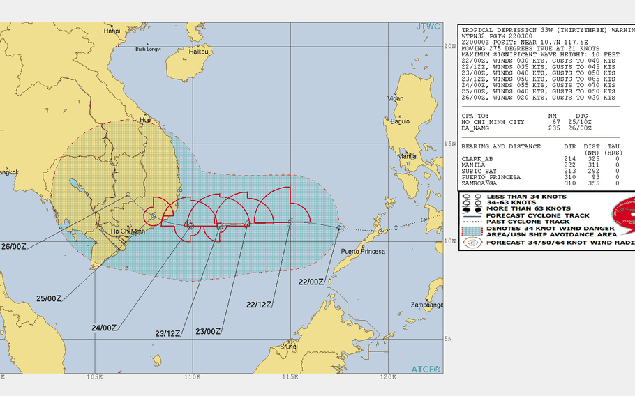 33W picks up speed, exits Palawan; all warning signals lowered.