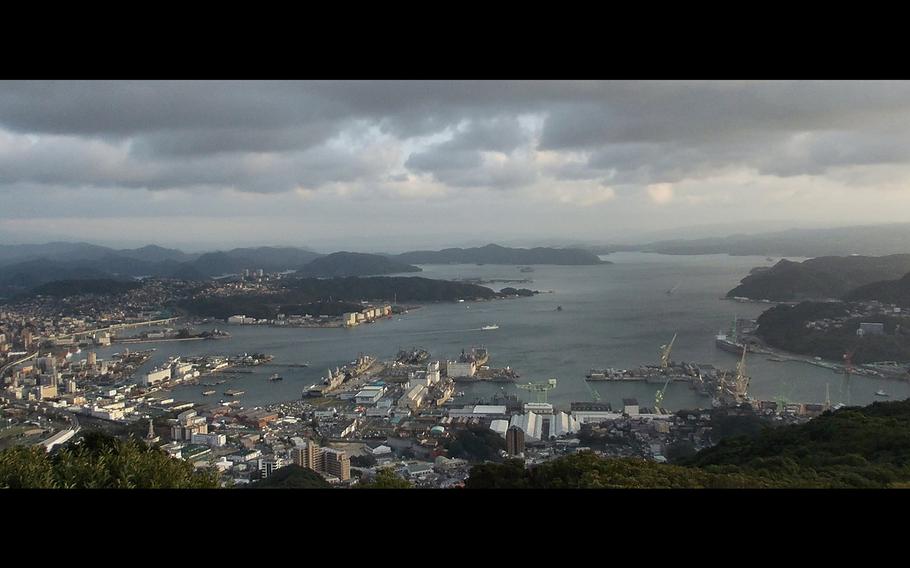 A view of the Port of Sasebo from Mount Yumihari observatory.