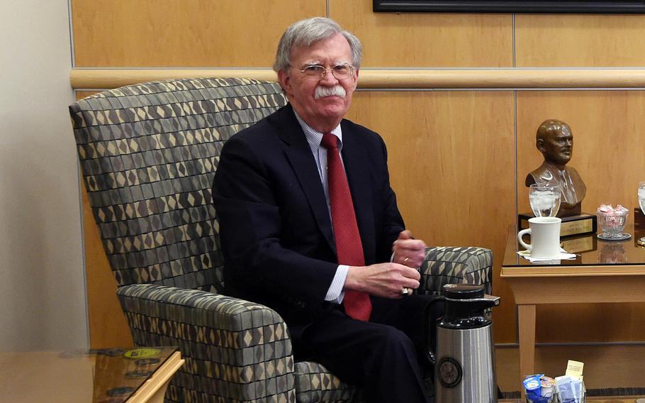 U.S. national security adviser John Bolton, seen here in Feburary at Offutt Air Force Base, Neb., told reporters in Tokyo on Saturday, May 25, 2019, that a series of short-range missile tests by North Korea last month were a violation of U.N. Security Council resolutions.