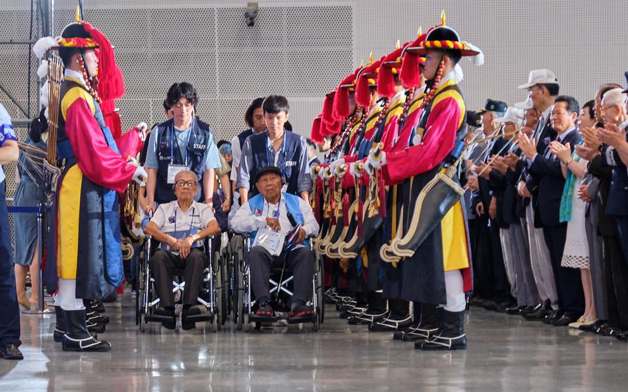 Korean War veterans from 16 countries received a standing ovation during the United Nations Forces Participation Day ceremony in Seoul, South Korea, Saturday, July 27, 2019.