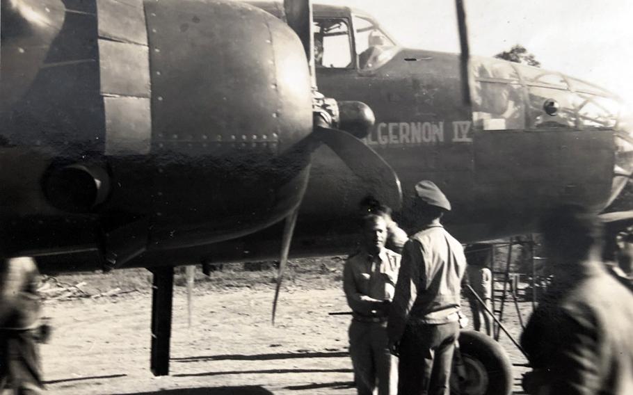 The Algernon IV, the B-25 bomber Donn Young died in during a crash in 1943, sits at an airport in Papua New Guinea in this undated photo.