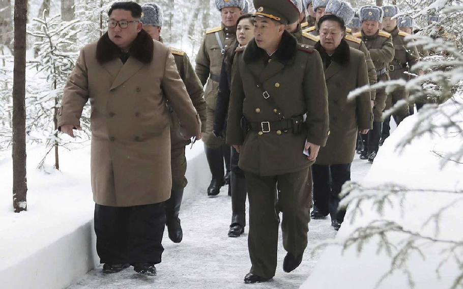 This undated photo provided on Wednesday, Dec. 4, 2019, by the North Korean government shows North Korean leader Kim Jong Un visiting the nation's Mount Paektu area.