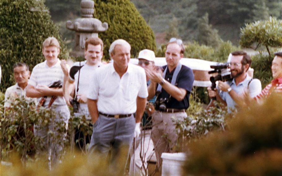 Tama Hills Golf Course has hosted PGA legends like Arnold Palmer, pictured here in October 1984, Jack Nicklaus and Chi-Chi Rodriguez and plenty of other celebrities, from sumo wrestlers to baseball players.