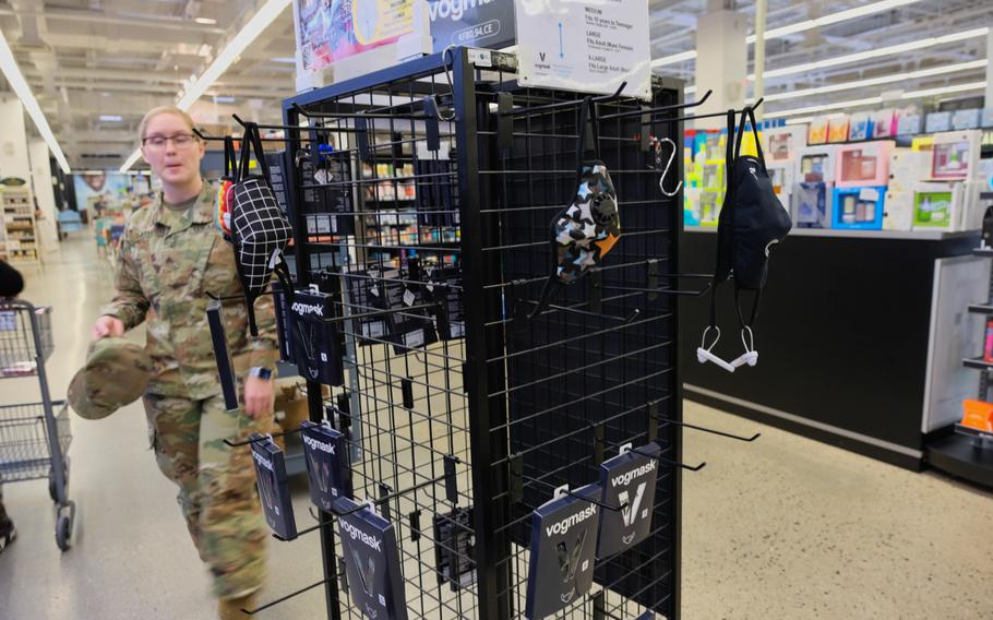 Just a few face masks remain on the shelf at the Post Exchange at Camp Humphreys, South Korea, Monday, Feb. 24, 2020.


