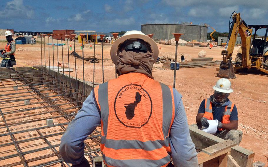 Construction workers make progress on Camp Blaz, a new base expected to accommodate 5,000 Marines near the northern tip of Guam, in late February 2020. 