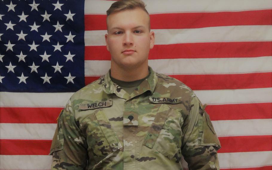 Spc. Clay Welch, 20, of Dearborn Heights, Mich., was found dead in his Camp Humphreys barracks, Sunday, March 22, 2020.
