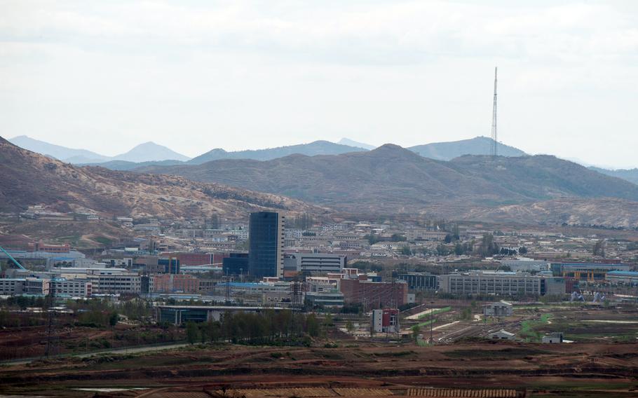 The Kaesong Industrial Complex is seen from Dora Observatory in Paju, South Korea, April 24, 2018.