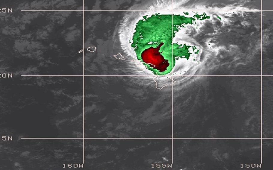 Military bases in Hawaii entered Tropical Cyclone Condition of Readiness 1 on Sunday, July 26, 2020, as Hurricane Douglas swirled off the coast. 
