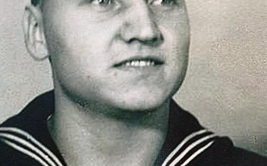Elmer Halley poses in his Navy uniform in this undated photo taken during World War II. 