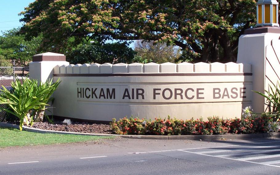 The gate for Hickam Air Force Base is shown in this undated photo.