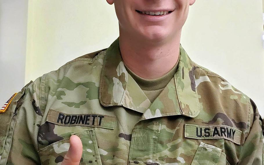 The Army says Sgt. Cody Robinett of the 9th Mission Support Command's 3303rd Mobilization Support Battalion played a pivotal role in finding a missing child last month on Guam. 