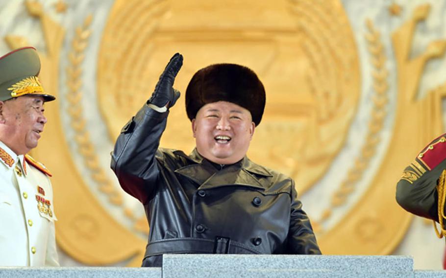 North Korean leader Kim Jong Un attends a military parade in Pyongyang in this undated photo from the Korean Central News Agency. 