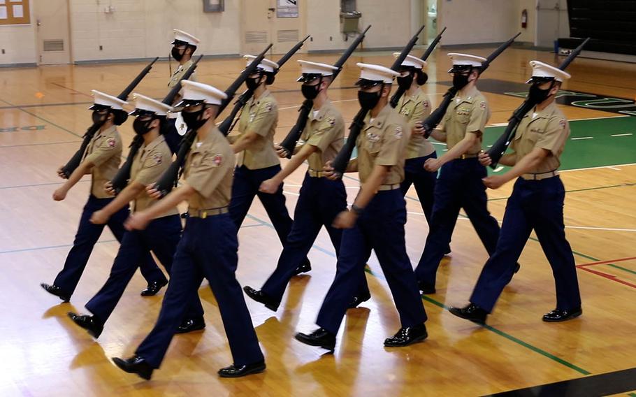 The JROTC Dragon Battalion from Kubasaki High School at Camp Foster, Okinawa, won four of five events at the virtual Far East Drill Competition in December. 