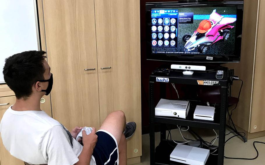 A member of Matthew C. Perry High School's esports club plays a video game at Marine Corps Air Station Iwakuni, Japan, in this undated photo provided by Department of Defense Education Activity-Pacific.