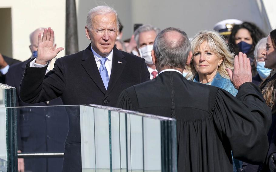 Joe Biden is sworn in as the 46th president of the United States at the U.S. Capitol in Washington, D.C., Jan. 20, 2021. 