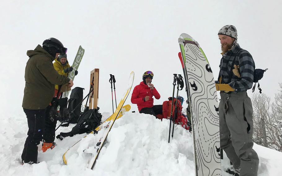 Skiers and snowboarders gather at Mount Naeba in Niigata prefecture, Japan, April 1, 2019. 