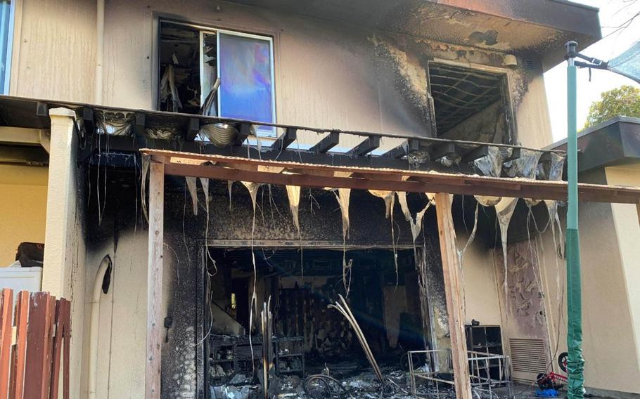 A GoFundMe page has garnered thousands of dollars in donations for a military family whose home at Yokota Air Base, Japan, was gutted by a fire, Tuesday, March 23, 2021. 