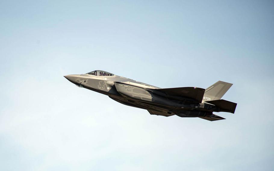 A Japan Air Self-Defense Force F-35A soars over Misawa Air Base, Japan, Nov. 2, 2017.
