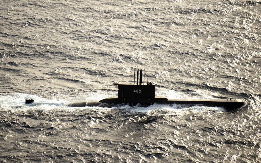 The Indonesian submarine KRI Nanggala-402 takes part in Cooperation Afloat Readiness and Training with the U.S. Navy in the Java Sea, Aug. 8, 2015.