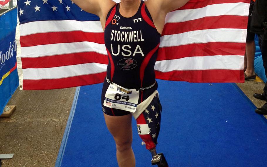 Iraq War veteran and Paralympic medalist Melissa Stockwell is slated to compete in a paratriathlon in Yokohama, Japan, Saturday, May 15, 2021. 