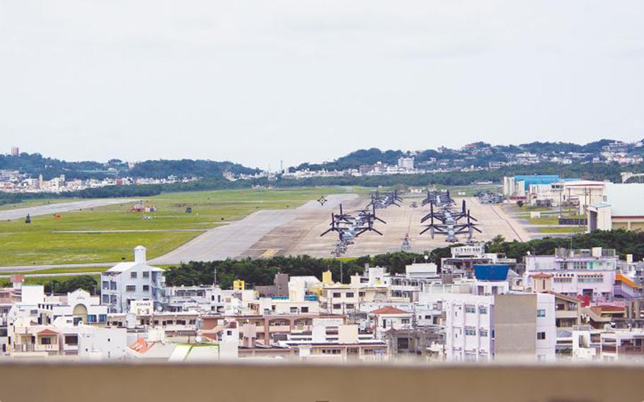 Marine Corps Futenma Air Station in Ginowan, Okinawa, is pictured April 19, 2019. 