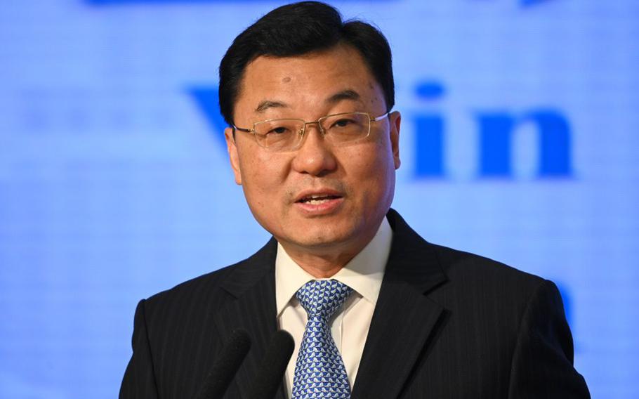 The Commissioner of the Office of the Commissioner of the Ministry of Foreign Affairs of China in the HKSAR Xie Feng gives a speech in a press conference in Hong Kong on February 7, 2020. 
