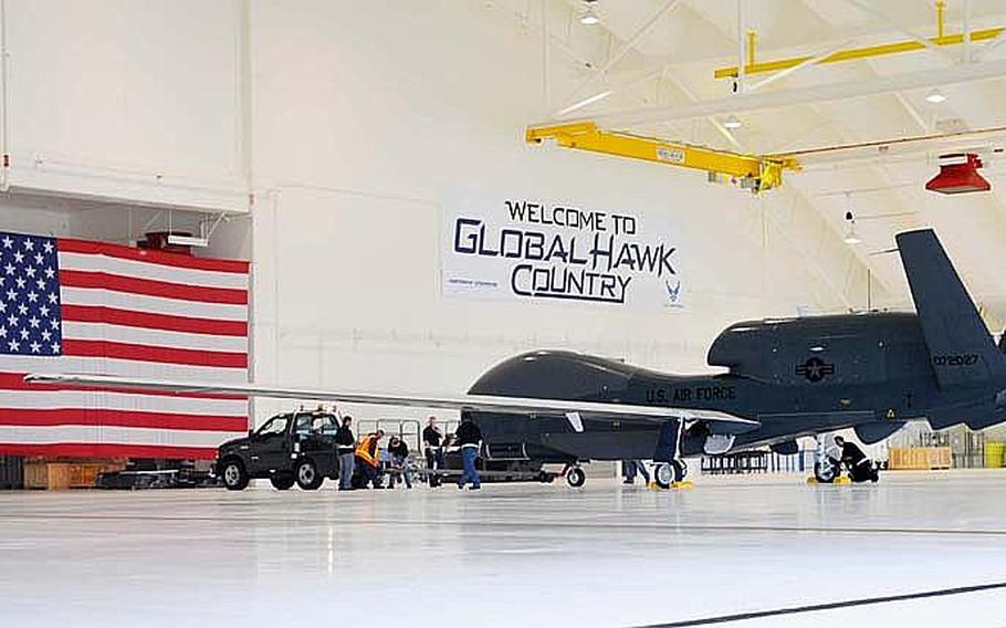 The newly deployed Global Hawk drone at Andersen Air Force Base is the first of its kind in the Pacific region. It will provide new surveillance abilities at a time when North Korea is increasingly unpredictable and China is rapidly expanding its navy.