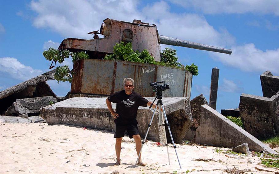 Filmmaker Steven C. Barber is seen here in Tarawa, an atoll in Kirabati in August. He is making a second documentary about the battle that took place there in November 1943 and the efforts now underway to repatriate some of the 1,113 Marines and sailors killed during the three-day fight.