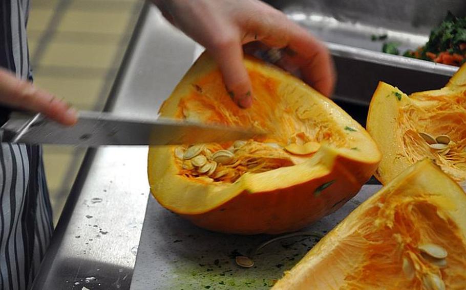 Fresh pumpkin was the secret ingredient in the Iron Chef competition Wednesday at Misawa Air Base, Japan.