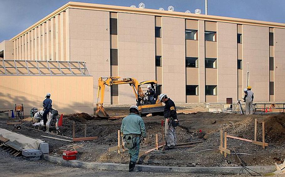 Construction of the Air Defense Command headquarters nears completion at Yokota Air Base, Japan.