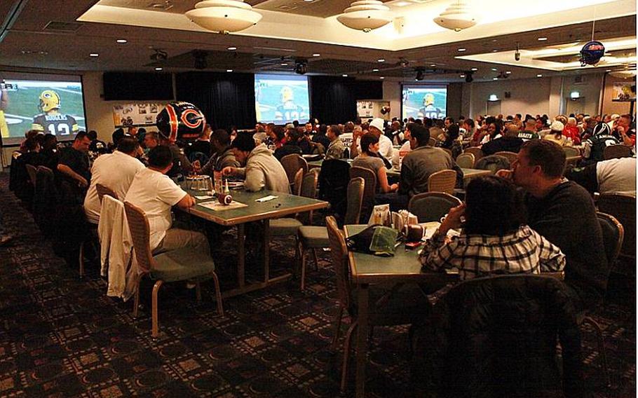 More than 250 football fans gathered at the Enlisted Club at Yokota Air Base, Japan to cheer on their favorite team for this year's Super Bowl.