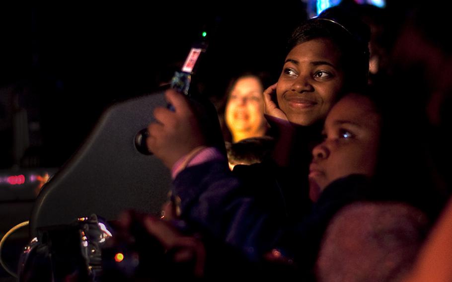 Concert-goers enjoy the song "I Try" during a free Macy Gray concert at Yokosuka Naval Base on Feb. 23.