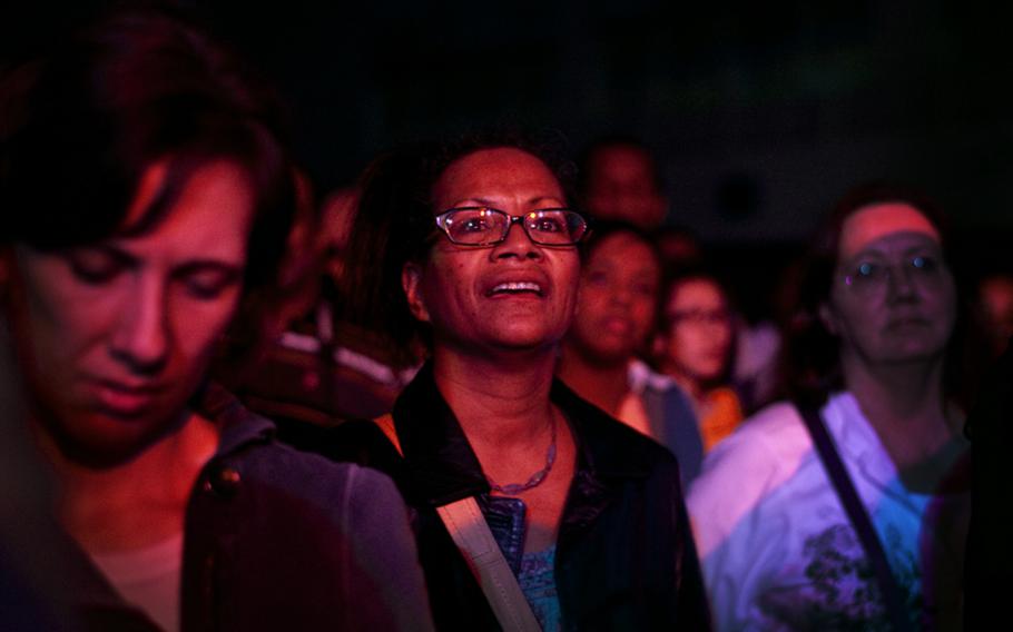 A concert-goer enjoys the free Macy Gray concert at Yokosuka Naval Base on Feb. 23.