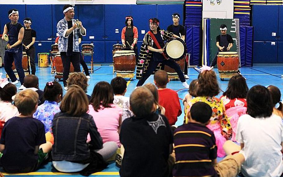 Students from Joan K. Mendel enjoyed the beat of a different drum as performers from Ome Daiko a Japanese Taiko drumming group performed for the schools annual Japan-Asia Day on Tuesday.